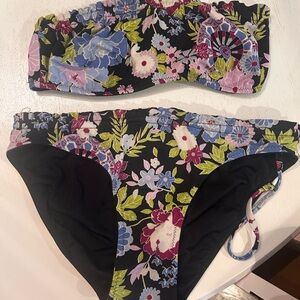 JCrew Reversible Floral Bandeau Bikini Set